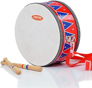 Wooden Toddler Drum Set with Bells & Sticks