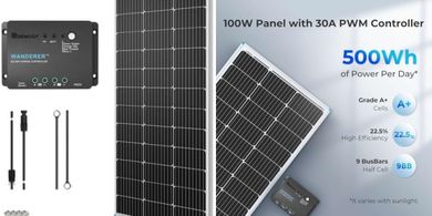 Renogy 100-Watt Monocrystalline Solar Starter Kit for RV/Boat/Trailer
