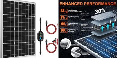 SUNER POWER 12V Solar Panel Kit 50W, High Efficiency 50 Watt Solar Panel + Ultra-Smart 10A MPPT Charge Controller, Solar Battery Trickle Charger Maintainer for Boat Car RV Motorcycle Marine Automotive