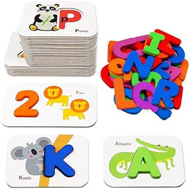 Montessori Wooden Alphabet & Number Flash Cards for Toddlers (3-5 years)