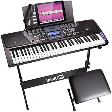 RockJam 61-Key Keyboard: Complete Piano Kit with Stand, Bench & Headphones