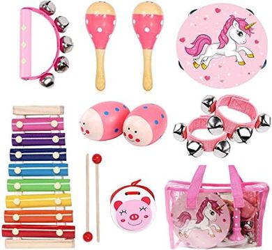 Pink Wooden Percussion Musical Instrument Set for Kids
