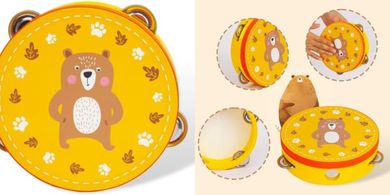6-inch Wooden Handheld Tambourine with Jingles – Musical Instrument