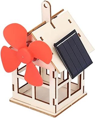 Solar-Powered Windmill Wooden House Science Experiment Kit for Kids